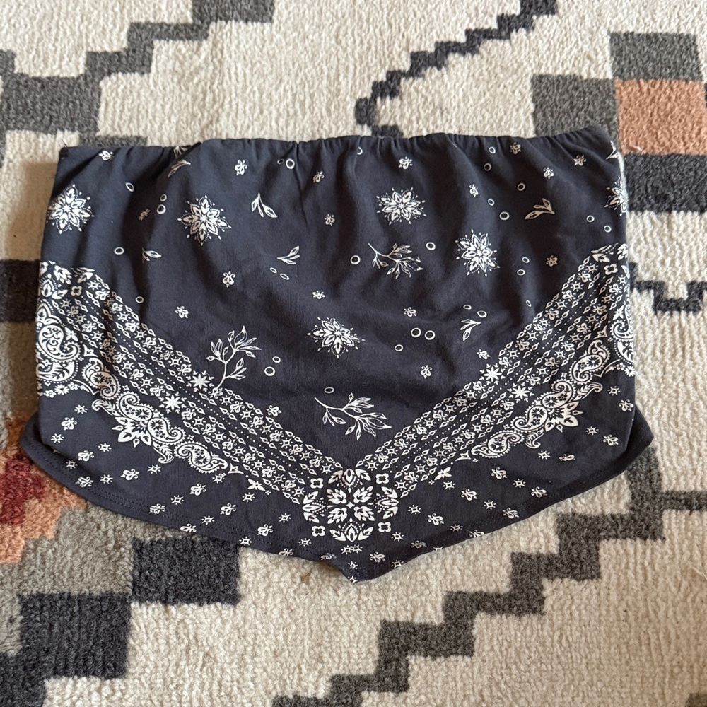 Blue and White Bandana Print top